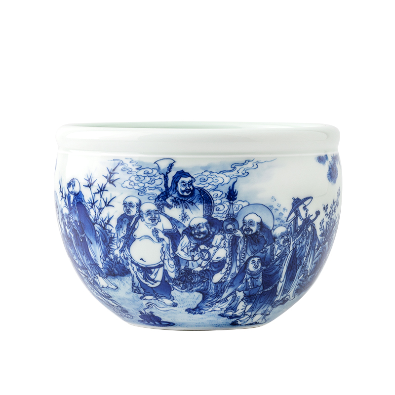 Jingdezhen hand - made ceramic blue 18 Luo Hanjian tea wash in hot water tank household kung fu tea tea accessories