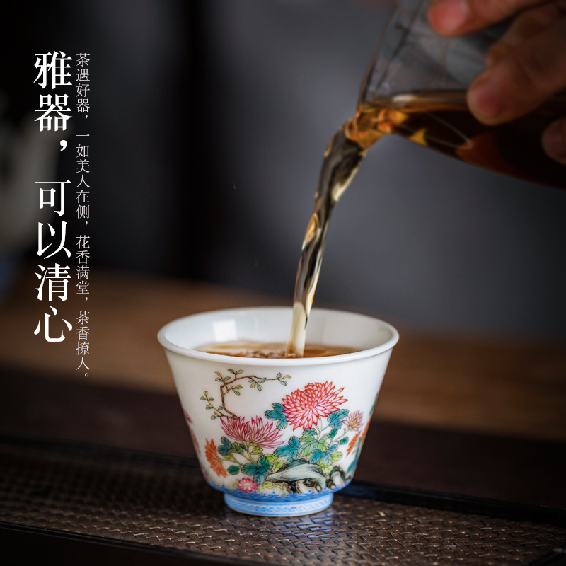 Jingdezhen ceramic all hand - made by masters cup kung fu tea set porcelain teacup full single CPU to use individual cup of tea