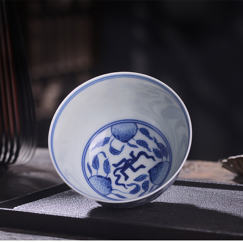 Jingdezhen blue and white maintain all hand - made tea tea master kung fu ceramic cup bowl individual special single CPU