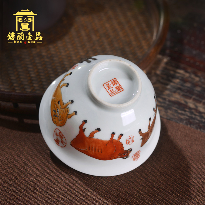 Jingdezhen ceramic all hand - made pastel two to five NiuTu tureen tea bowl three single cup bowl of kung fu