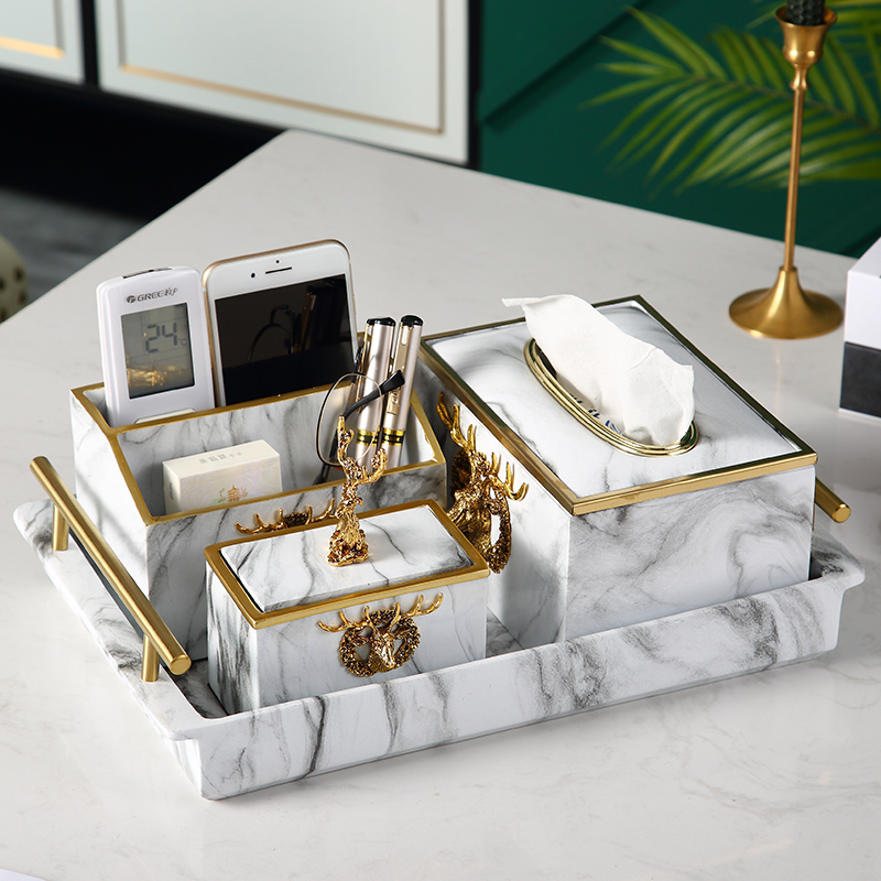 American household light luxury decoration living room coffee table decoration modern minimalist multi-functional tray storage box tissue box