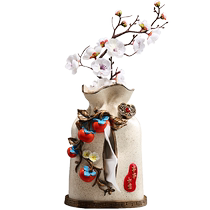 Chinese style creative multifunctional tissue box living room coffee table decorative ornaments light luxury hotel dining table fake flowers dried flower arrangement