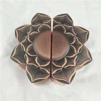 Antique Chinese door handle Lotus retro carved glass door big handle clubhouse door solid wood door handle