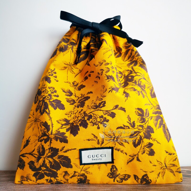Beauty Counter Gift-Giving Series: Floral Series Thick Cotton and Linen Drawstring Storage Bag, Large Capacity Makeup Bag