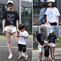  Parent-child outfit a family of three summer 2021 new trend a family of four mother and daughter love couple short-sleeved t-shirt
