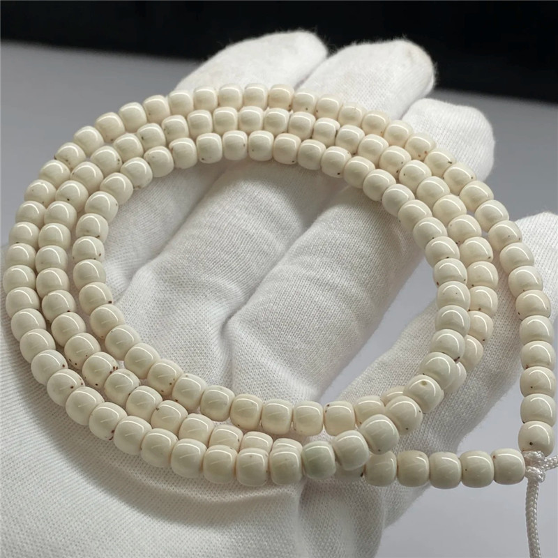 Hainan Star and Moon Bodhi Beads Bracelet, 108 Original Natural Beads, Large White Space Beads, High-Density Buddhist Prayer Beads Necklace