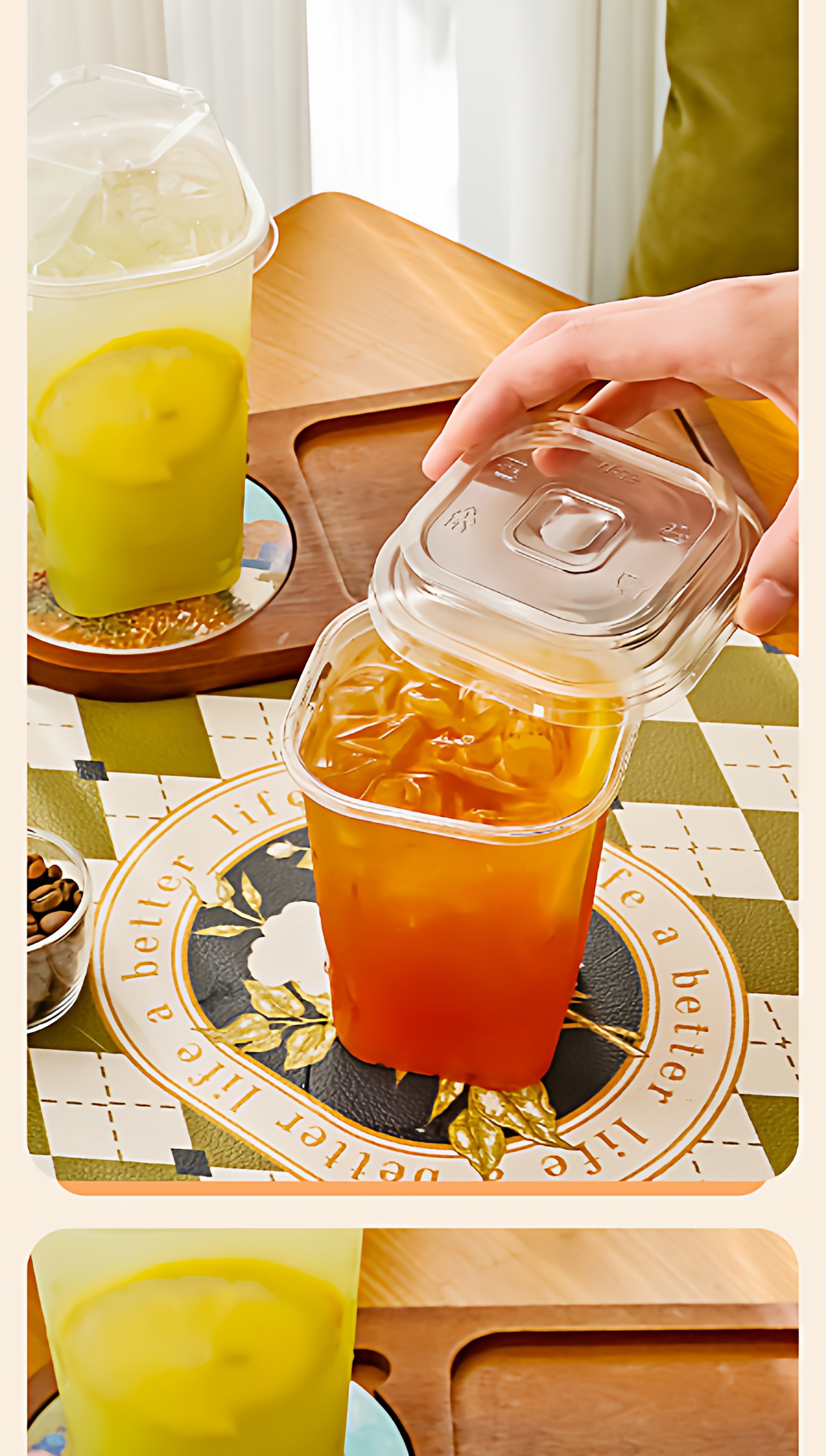 Квартет форма одна чашка -время лимон Чай йогурт Пластиковая кружка кофе молочный чай Холодный напиток питомец фрукты Чай прозрачный напиток товары  