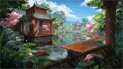 (Rhinoceros Peak Pavilion)C-light 3387 game vertical painting authorized animation AE special effects custom hyperlink~~Green pepper