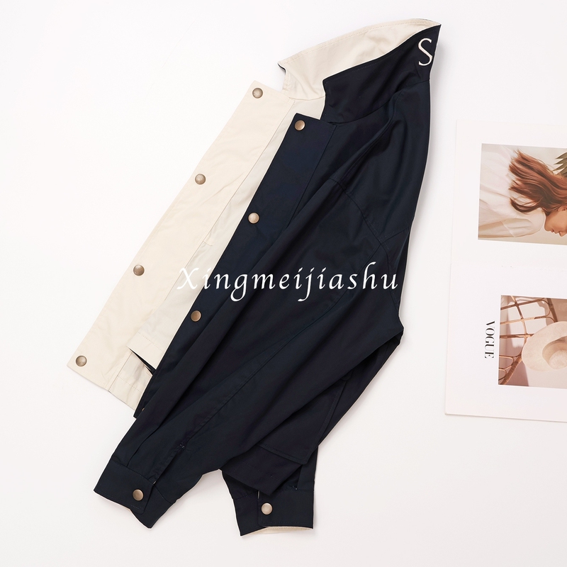 Y Hot Item! Reversible! Cool and High-End! Pocket Workwear Style Stand Collar Jacket with Zipper Short Coat for Women