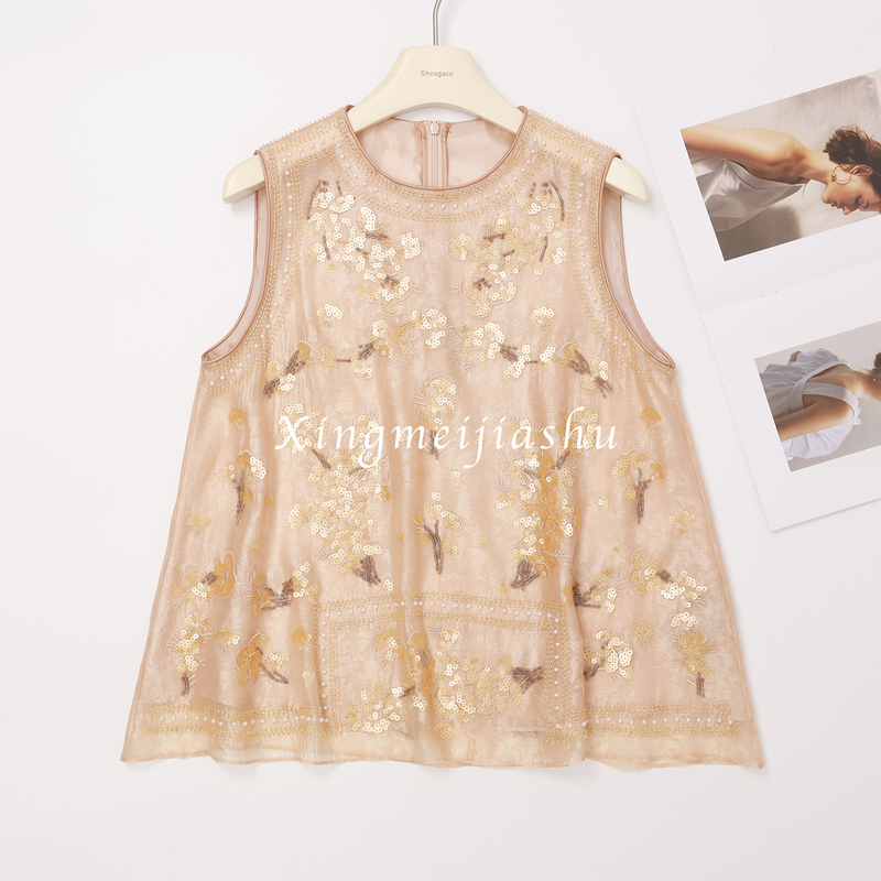 Know the Product, Buy It! High-End Quality! Elegant and Sophisticated! Exquisite Beaded Sequin Embroidery, Stylish Summer Tank Top for Women