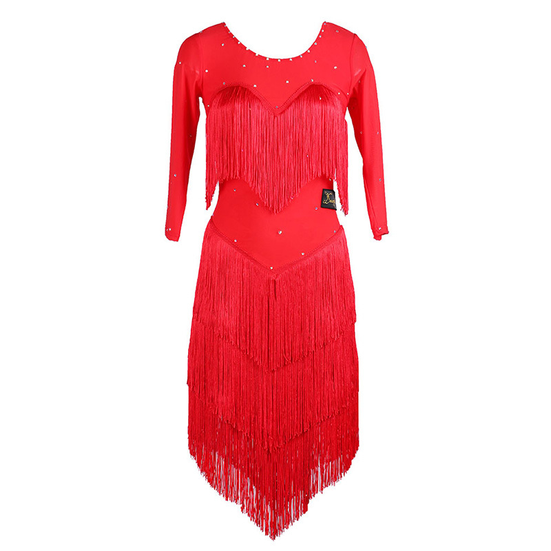Women's latin dance dresses Latin dance training dress female tassel