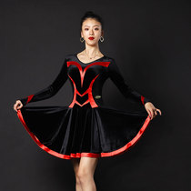 Art Champ Dance New Latin Dance Practice Womens Water Soldier Dance Competition With Dress And Autumn Winter Square Dance Velvet Performance Dress