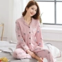 Đồ ngủ nữ mùa thu cotton dài tay mùa xuân và mùa thu Áo len Hàn Quốc có thể được mặc bên ngoài mùa thu mỏng phù hợp với dịch vụ nhà đồ pijama