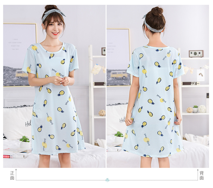 Mùa hè nightdress cotton lỏng ladies XL cộng với chất béo MM200 kg phụ nữ mang thai ăn mặc đồ ngủ mùa hè