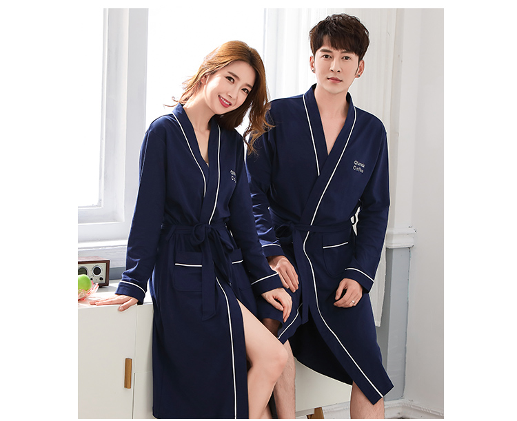 Váy ngủ đôi mùa xuân và mùa thu áo choàng dài của phụ nữ cotton dài tay nam đồ ngủ áo cưới mùa hè yukata bộ đồ ngủ nữ