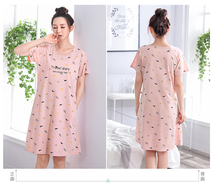 Có thể mặc đồ ngủ mùa hè sexy nightdress nữ bông XL cộng với chất béo MM200 kg phụ nữ mang thai sọc mùa hè