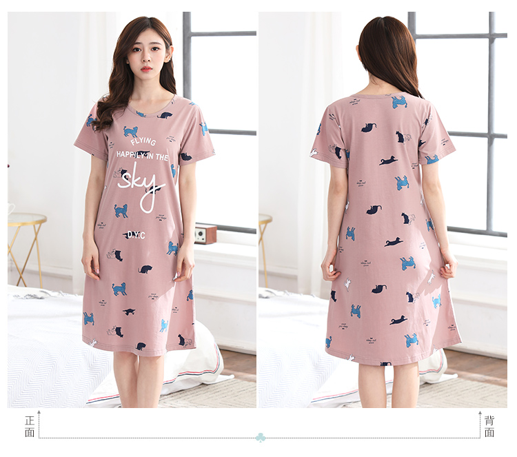 Mùa hè nightdress cotton lỏng ladies XL cộng với chất béo MM200 kg phụ nữ mang thai ăn mặc đồ ngủ mùa hè