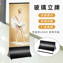 Outdoor Ground Floor Stainless Steel X Exhibition Rack Mall Standing Billboard Poster instructions with removable castors