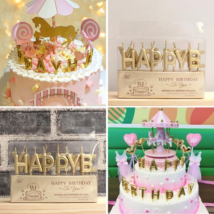 happybirthday native gold golden letter candle Happy birthday candle party birthday candle