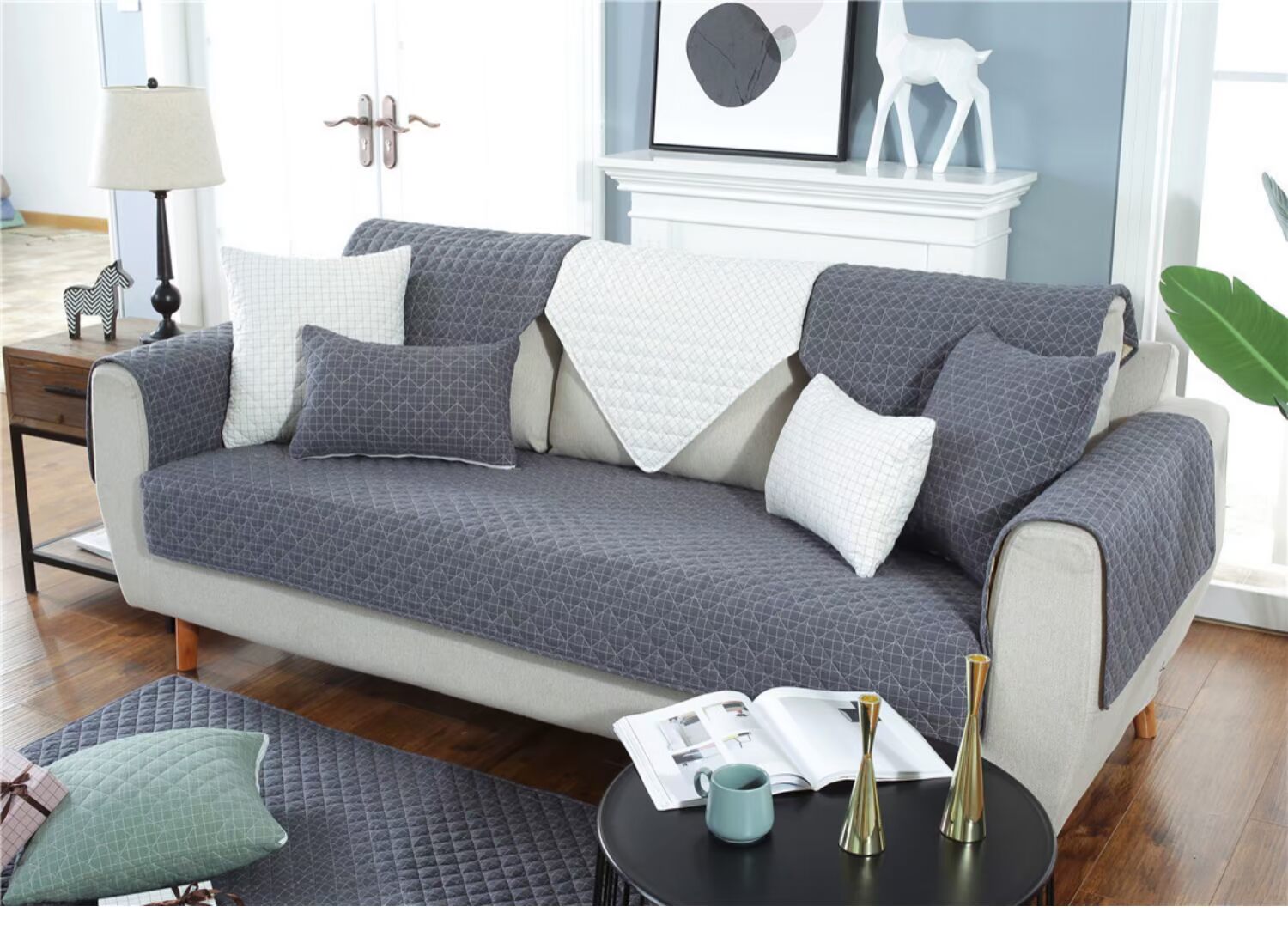 Sofa đệm phong cách Bắc Âu vải da chống trượt bốn mùa phổ quát sofa bìa mui khăn bông duy nhất tùy chỉnh - Ghế đệm / đệm Sofa đệm cho ghế gỗ
