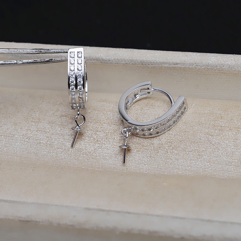 Diy жемчужные серьги аксессуары S925 серебряные серьги женские серьги с пряжкой для ушей пустая подставка полуфабрикат ручной работы с инкрустацией простой 303 Изображение 1