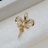 Золотая подвеска с бантиком, аксессуары из жемчуга, G18, золото 18 карат