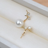 Серьги с бантиком, аксессуары из жемчуга, G18, золото 18 карат, простой и элегантный дизайн