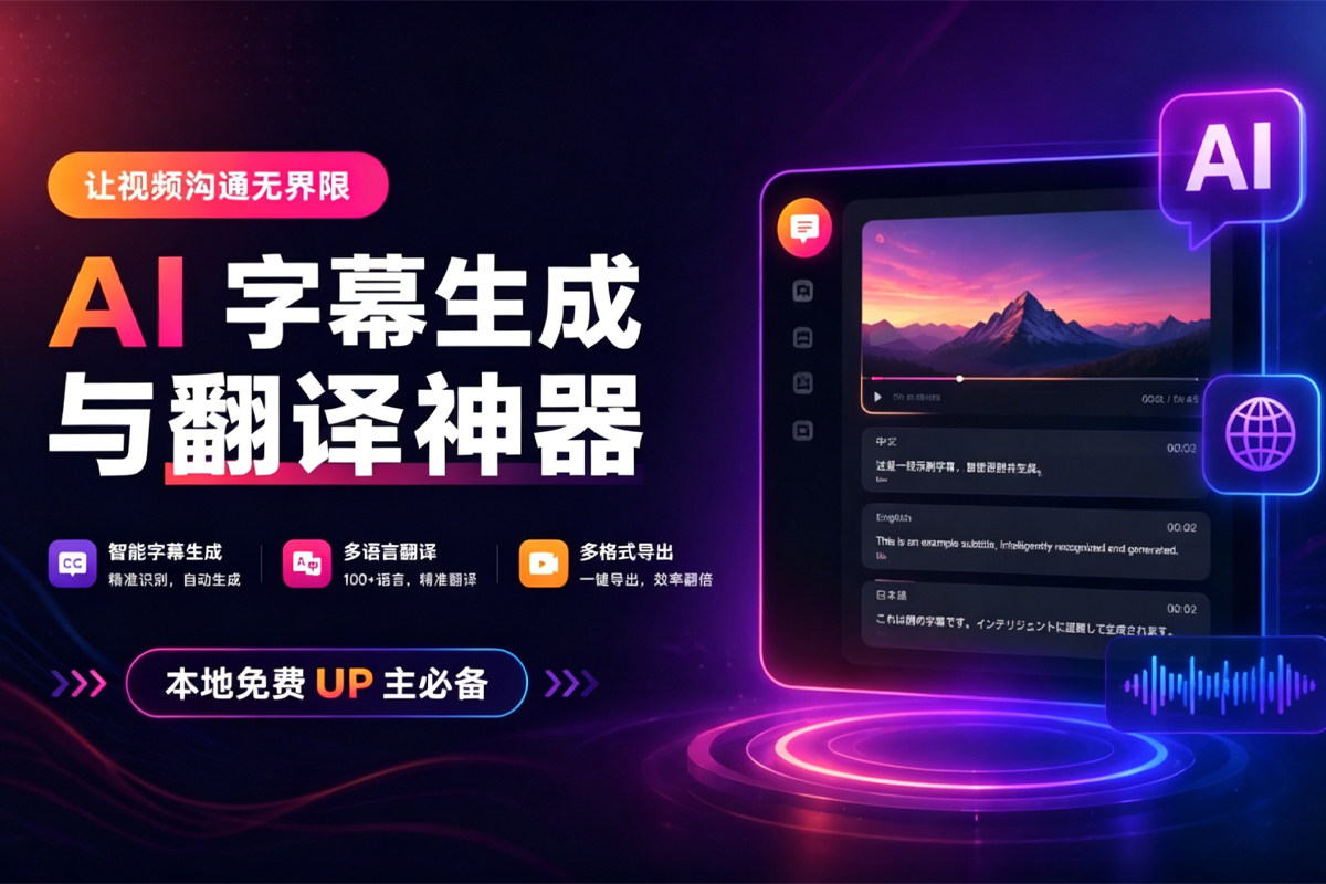 本地免费 AI 字幕生成与翻译神器 妙幕！UP 主必备！支持 CUDA 加速的开源字幕工具