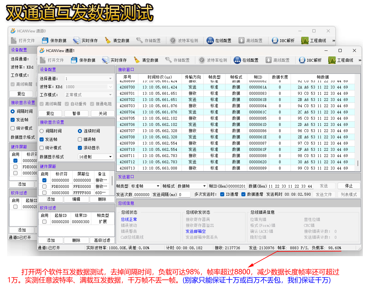 双通道高性能USB转CAN协议分析仪 新能源CAN设备 禾盛华品牌