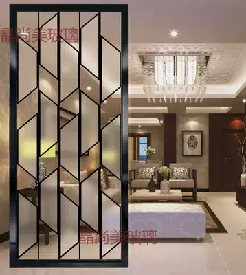 Customized screen partition art glass porch aisle background simple double-sided transparent shoe cabinet partition carved glass