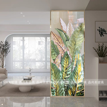 Art glass filigree enamel partition screen living room French entry double-sided light-transmitting tempered light luxury Nordic style