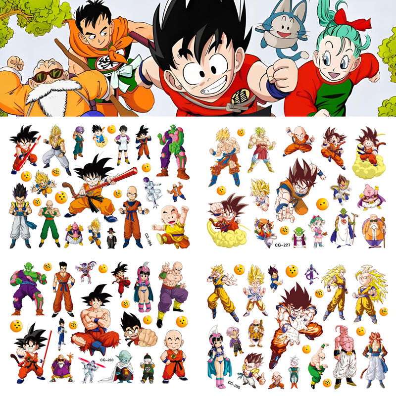 Dragon Ball Goku Themed Party Kids Tattoo Stickers Birthday Party Disposable Tattoo Stickers Water Transfer Stickers