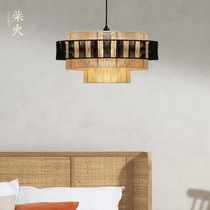Japanese Chandelier Creative personality hemp rope woven lamp hand-woven living room bedroom restaurant homestay pastoral chandelier