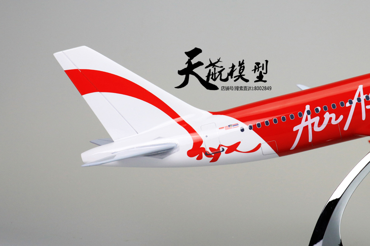 Red AirAsia tĩnh máy bay mô hình mô phỏng máy bay chở khách trang trí Airbus A320 Châu Á hàng không phòng khách trang trí 47 cm kinh doanh đồ chơi trẻ em