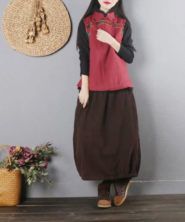 Phong cách Trung Quốc retro đĩa khóa cotton và áo sơ mi vải lanh của phụ nữ mùa thu và mùa đông gió quốc gia áo vest vest vest áo dạ đẹp