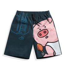 Mens quick-drying beach pants hot spring home loose five-point shorts sports seaside vacation personality swimming pants summer