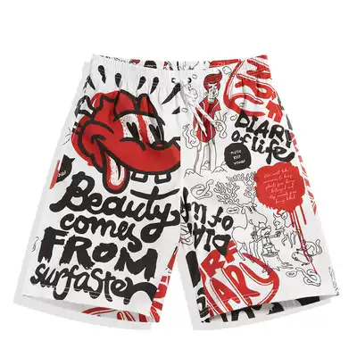 Beach pants men's quick-drying hot spring pants graffiti shorts loose anti-embarrassing seaside vacation five-point swimming pants