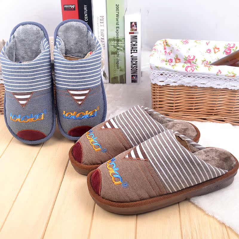 Đường Farrugia dép len cho nam giới và phụ nữ dép nhà cotton vài Hàn Quốc dày dép bông ấm không trượt dép - Trang chủ dép đi trong nhà cho bé trai