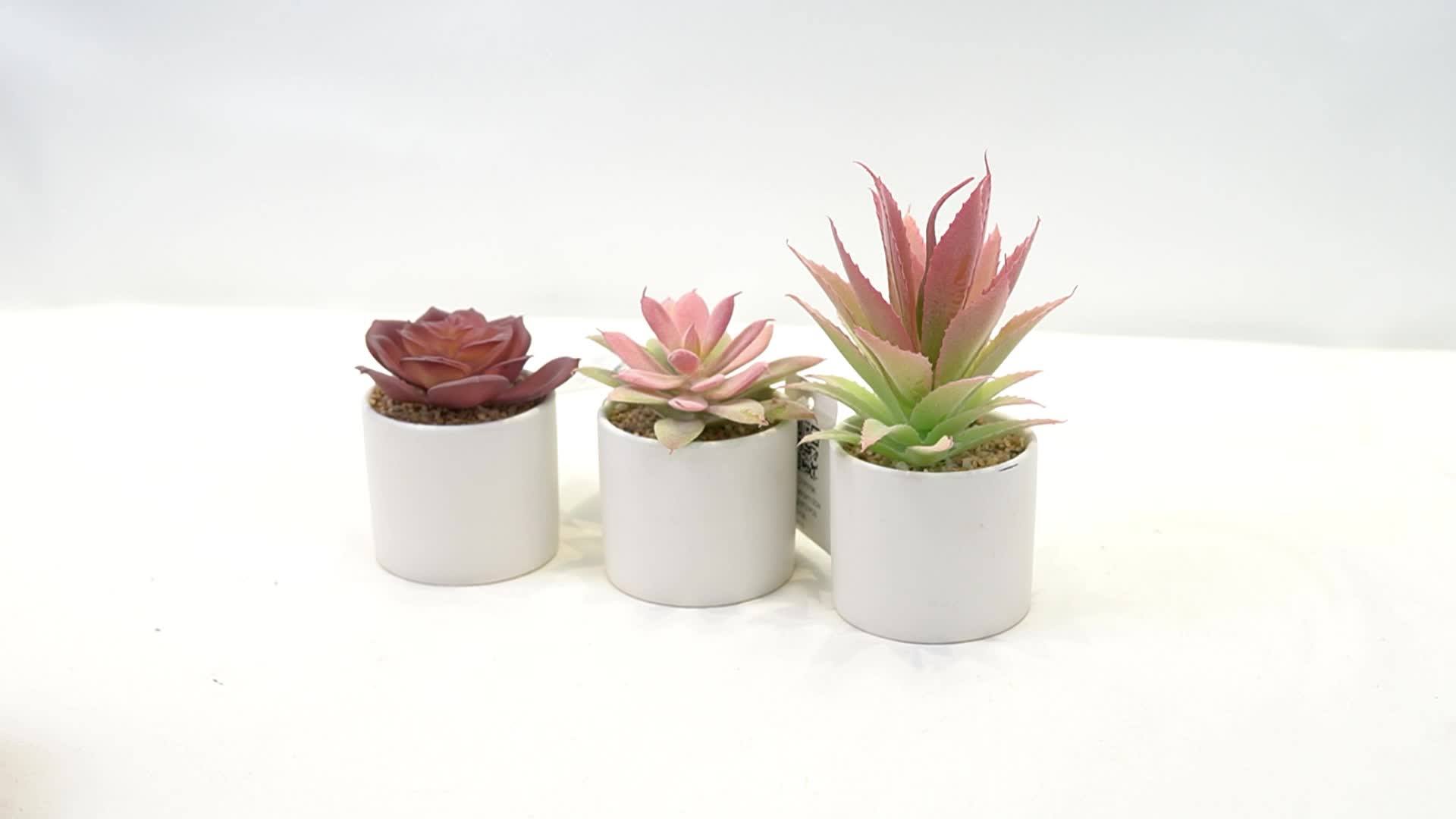 Mini Real Touch Artificial Succulent Plants Green Potted Flower
