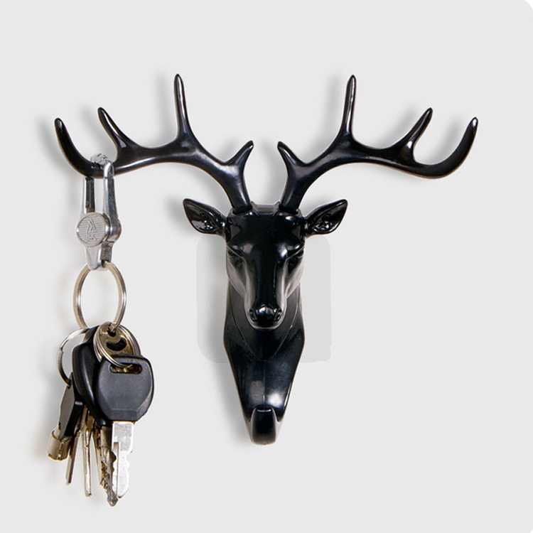 Creative American Hook Solid Deer Head Styling Wall Decoration Wall-mounted Living-room Bedroom Clothing Cap Hook No Mark Hook