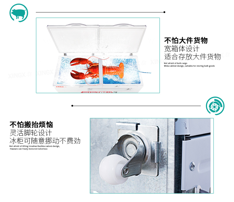 Authentic XINGX / sao BD / BC-406E tủ đông công suất lớn thương mại tủ đông lạnh đơn nhiệt độ lớn - Tủ đông tu dong lanh