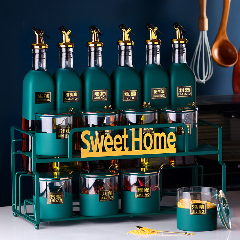 Kitchen seasoning storage box Seasoning box shelf Oil, salt, sauce and vinegar full set of seasoning box set Household combination