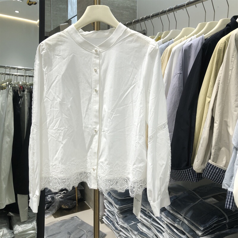 French-Style Three-Dimensional Hollow Embroidery Lace White Shirt for Women, 2026 Spring New Long-Sleeve Shirt, Xinyige 801