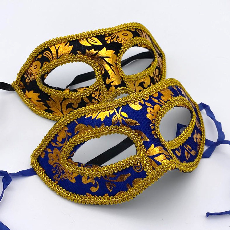 Masquerade Jazz Mask Men's Flannel Covered Adult Flat Head Men's Lace Nightclub Party Performance Mask