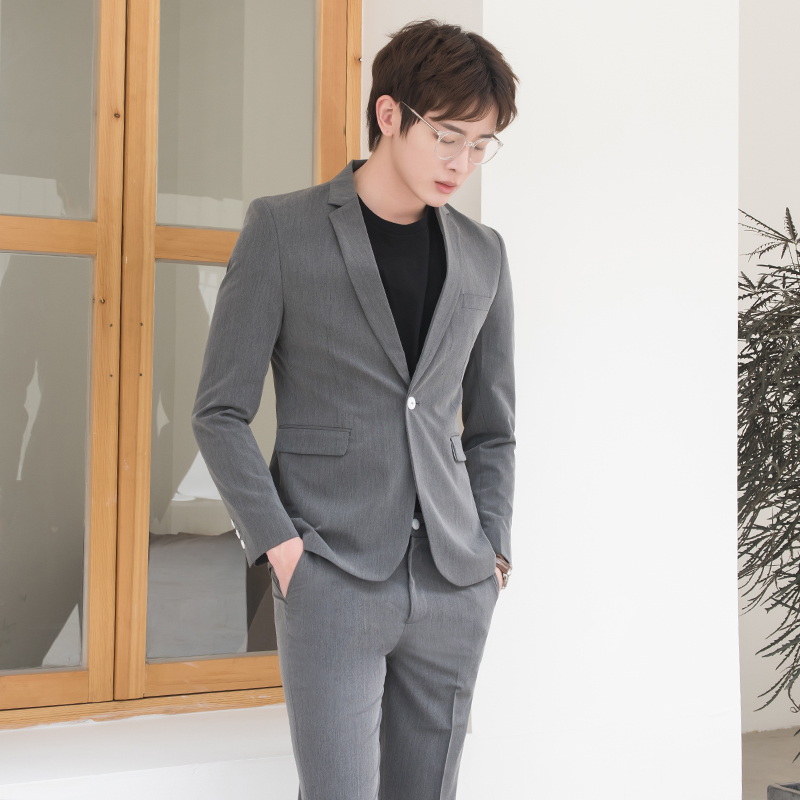 CSO Spring / Summer nam Grey nhỏ Suit Set Casual Hàn Quốc Gió Cao đẳng Sinh viên Trend Handsome Suit Groom