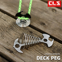 CLS Outdoor Camping Fish Bone Tent Ground Spring Hook Wind Rope Buckle Multifunction Camping Stainless Steel Deck Nail