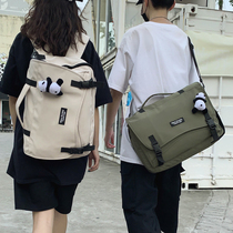 Bag Girl Han Edition 100 Hitch Fashion Trend Large Capacity Dual-use Multifunction Backpacker Male Computer Double Shoulder Bag Inclined Satchel Bag