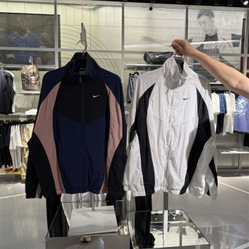 Counter jacket ຂອງແທ້ nike ເສື້ອແມ່ຍິງ 2025 ກິລາລະດູຮ້ອນແລະ leisure short woven stand collar jacket hv4030
