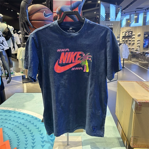 Nike, мультяшная футболка с коротким рукавом для отдыха с круглым воротником