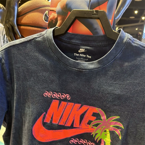 Nike, мультяшная футболка с коротким рукавом для отдыха с круглым воротником